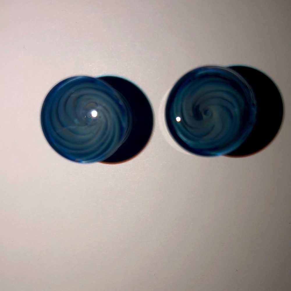 Blue Vortex Glass Plugs from Nirvana Glass Mods